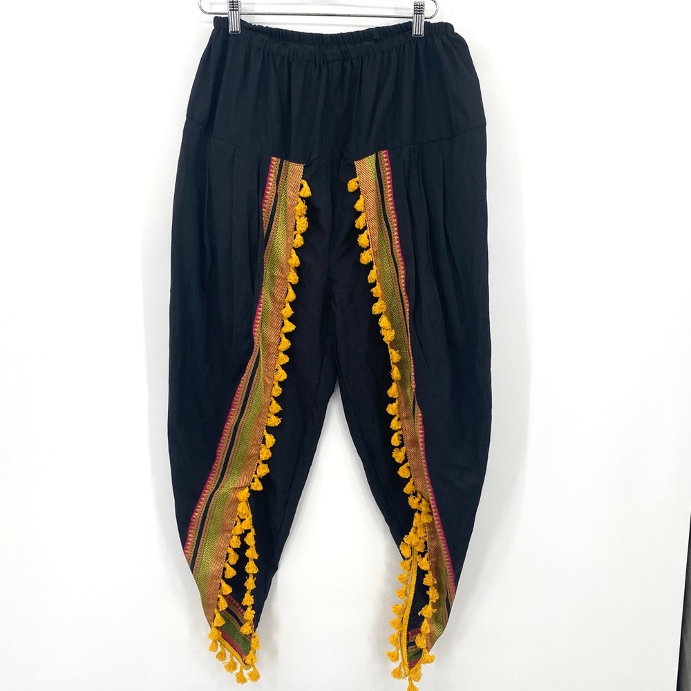 Mesmora Indian Tulip Pants Free One‎ Size Dhoti Salwar Black Banarasi Border